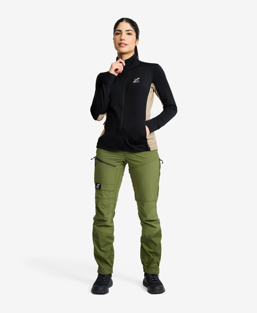 våffla full-zip fleece kvinnor